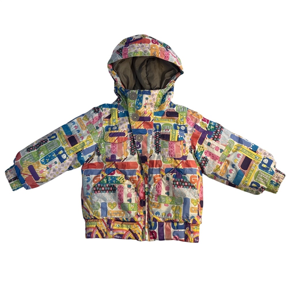Burton Dryride Toddler Snow Winter Jacket 2T Mini Shred Retro Sticker Print Girl
